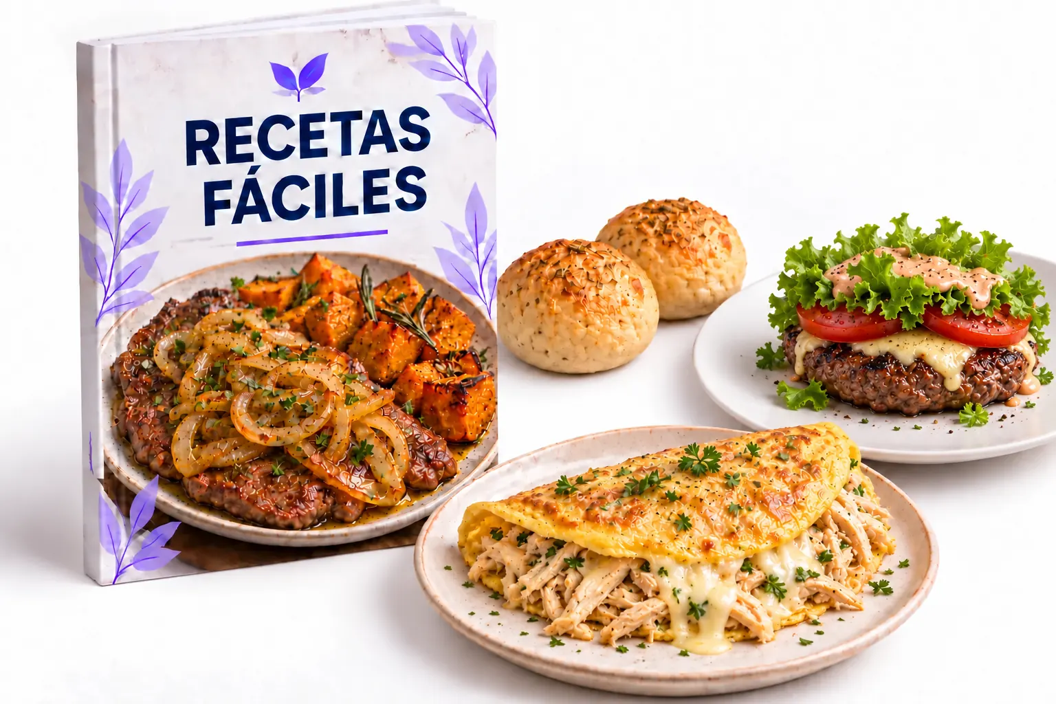 Guía de recetas fáciles con omelette y hamburguesa sin pan
