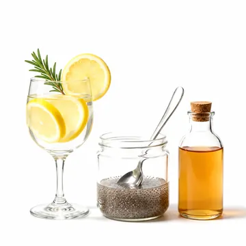 Agua con limón, chía hidratada y vinagre de manzana